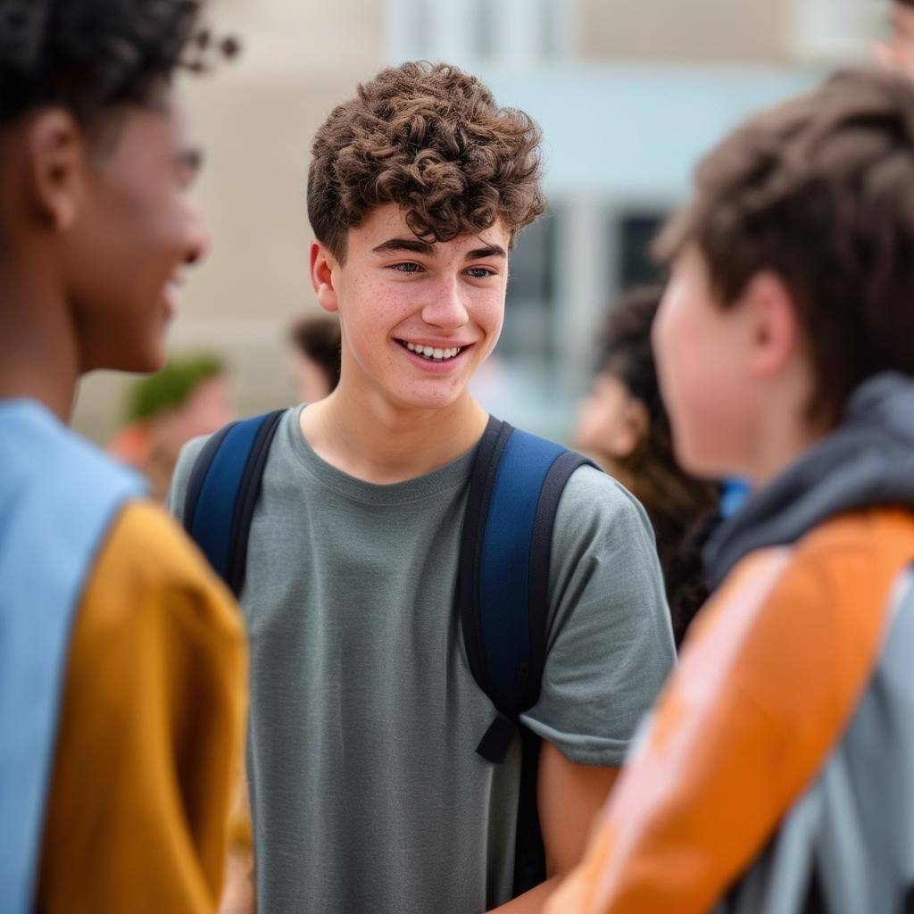 year 12 male student starting A level college with friends