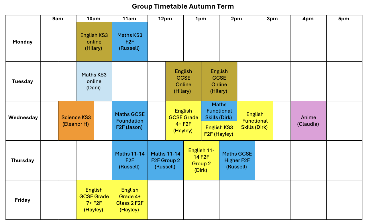 Group Timetable Autumn Term