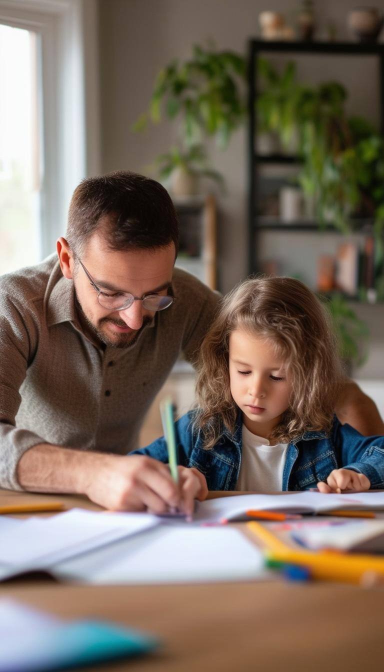 tutor working with a child at home